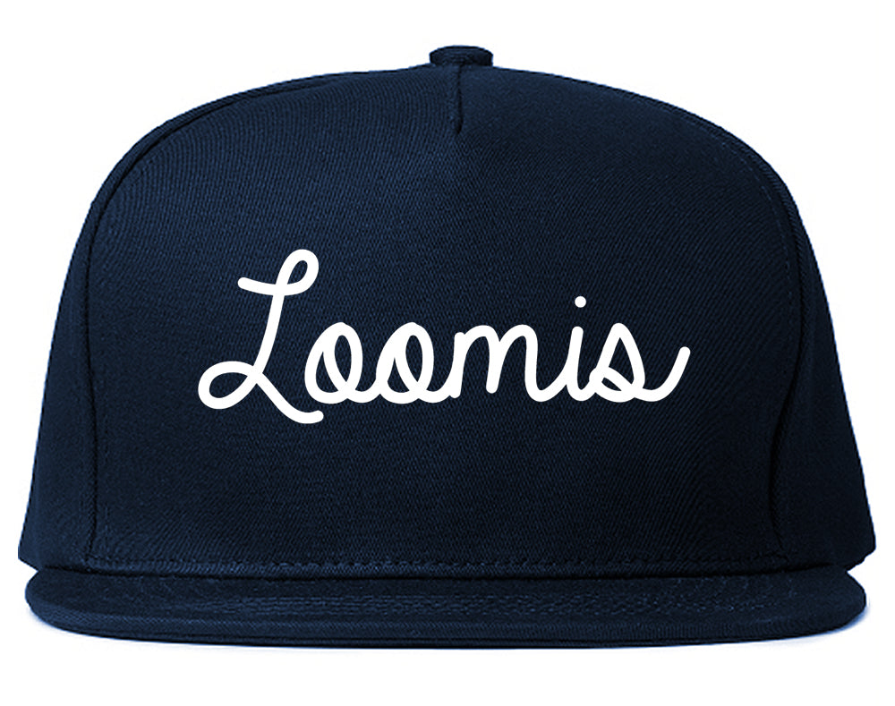 Loomis California CA Script Mens Snapback Hat Navy Blue