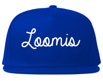 Loomis California CA Script Mens Snapback Hat Royal Blue