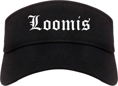 Loomis California CA Old English Mens Visor Cap Hat Black