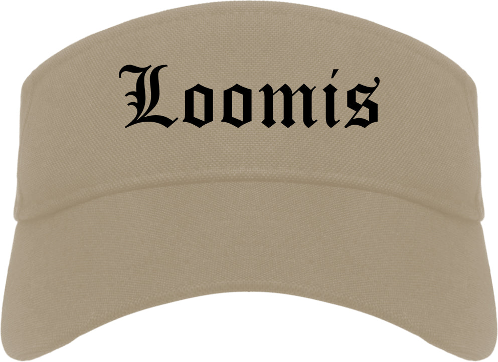 Loomis California CA Old English Mens Visor Cap Hat Khaki