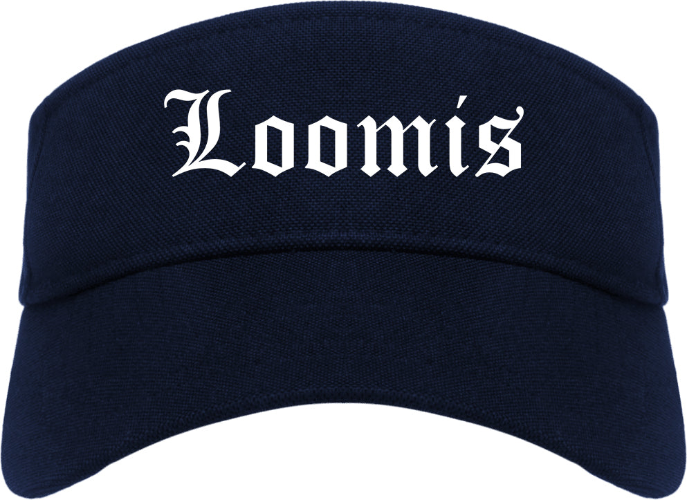 Loomis California CA Old English Mens Visor Cap Hat Navy Blue