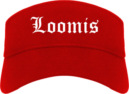 Loomis California CA Old English Mens Visor Cap Hat Red
