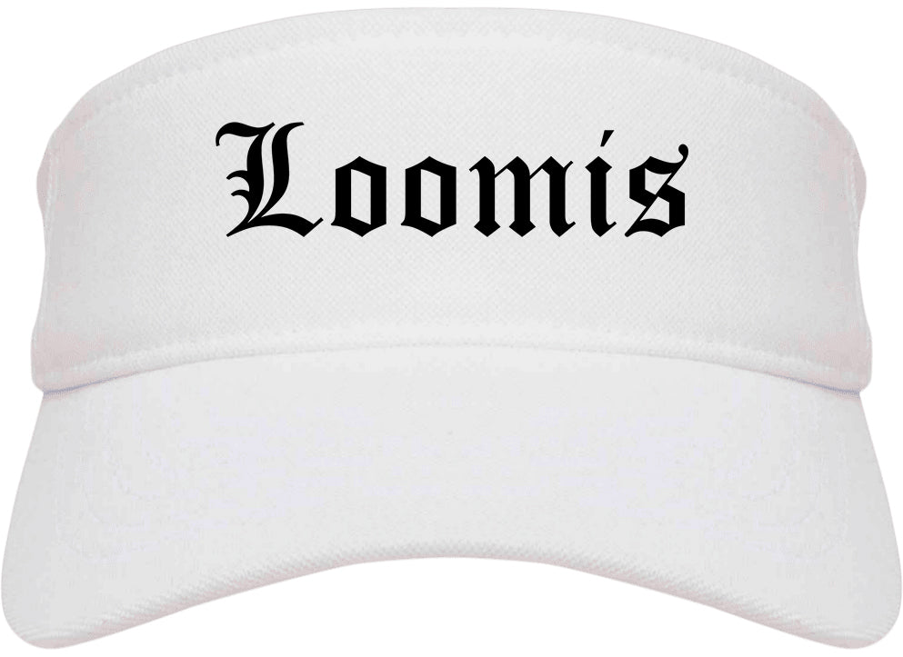 Loomis California CA Old English Mens Visor Cap Hat White