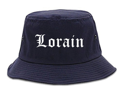 Lorain Ohio OH Old English Mens Bucket Hat Navy Blue