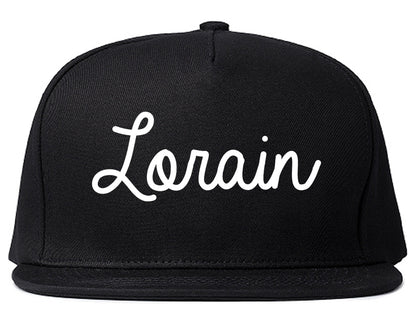 Lorain Ohio OH Script Mens Snapback Hat Black