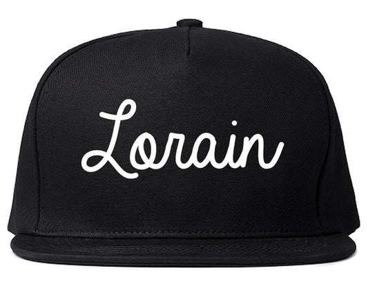 Lorain Ohio OH Script Mens Snapback Hat Black