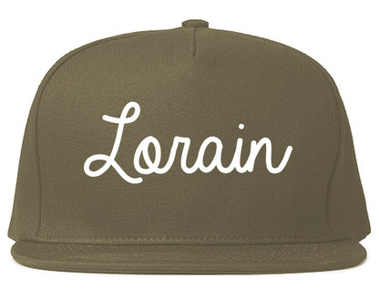 Lorain Ohio OH Script Mens Snapback Hat Grey