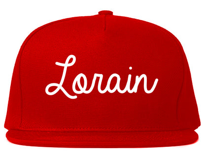 Lorain Ohio OH Script Mens Snapback Hat Red