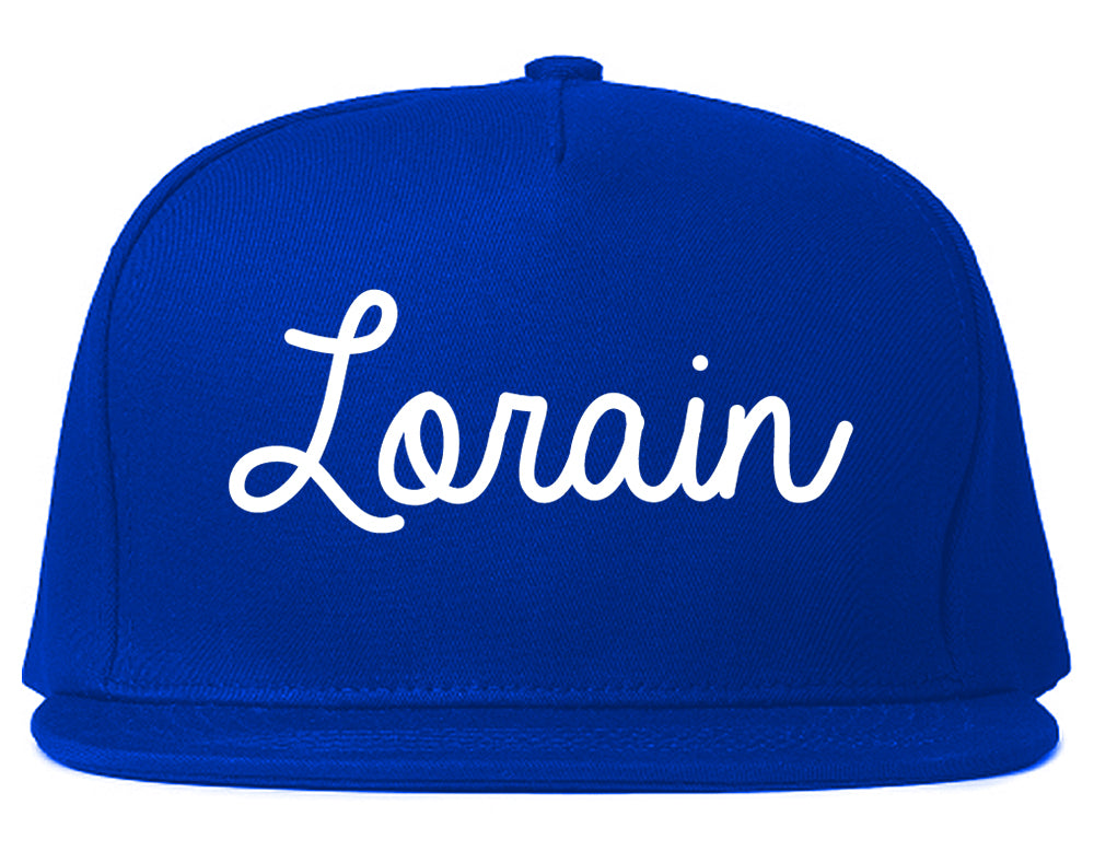 Lorain Ohio OH Script Mens Snapback Hat Royal Blue