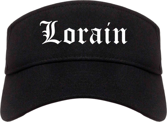 Lorain Ohio OH Old English Mens Visor Cap Hat Black