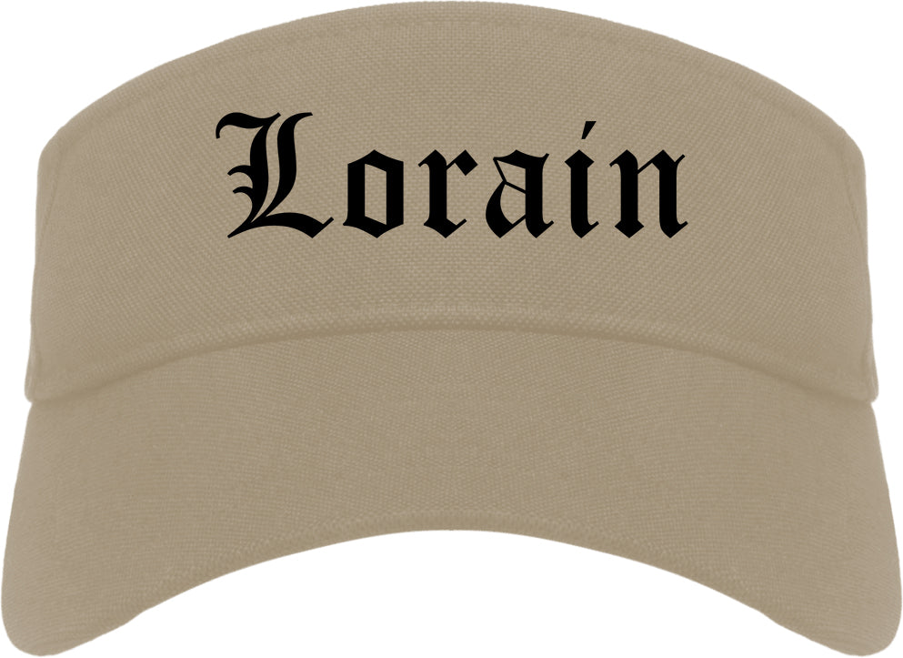 Lorain Ohio OH Old English Mens Visor Cap Hat Khaki