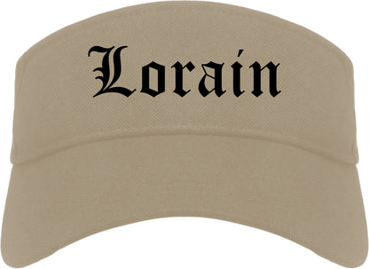 Lorain Ohio OH Old English Mens Visor Cap Hat Khaki