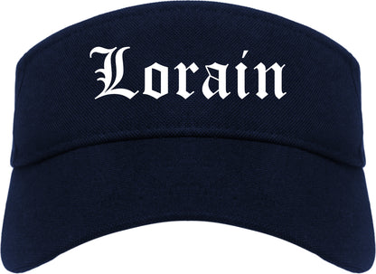 Lorain Ohio OH Old English Mens Visor Cap Hat Navy Blue