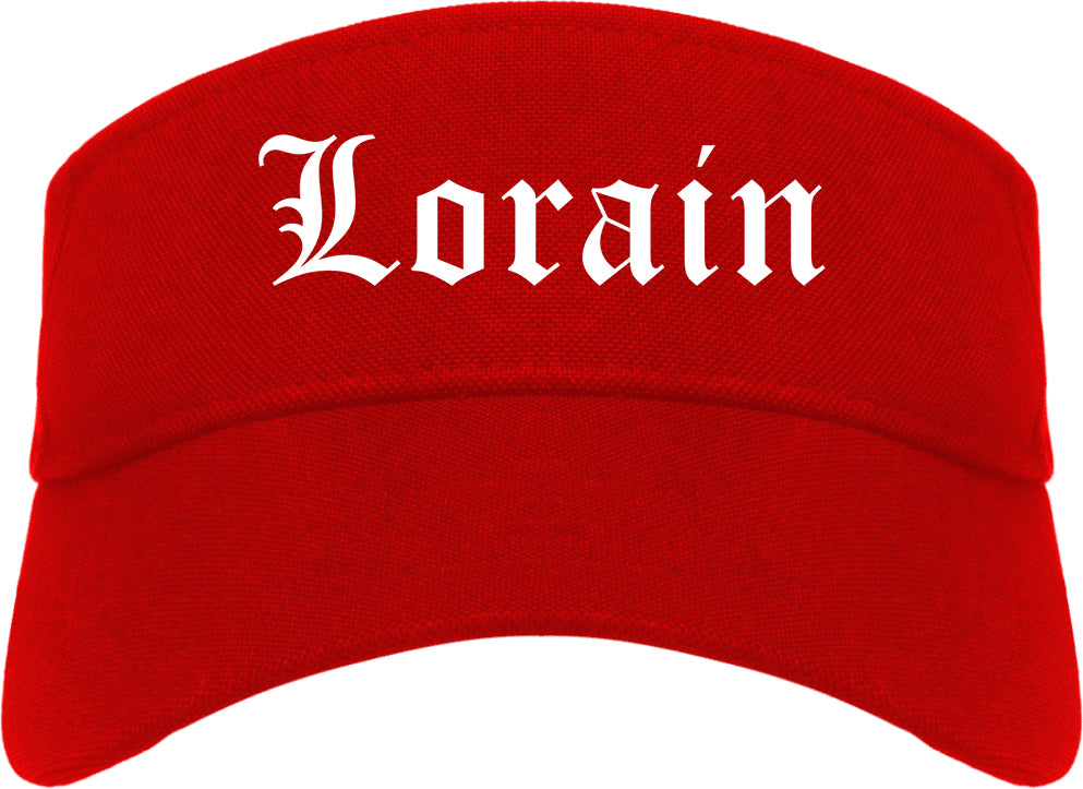 Lorain Ohio OH Old English Mens Visor Cap Hat Red
