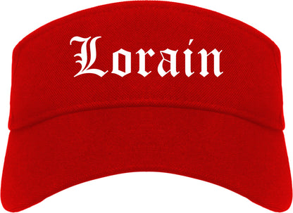 Lorain Ohio OH Old English Mens Visor Cap Hat Red