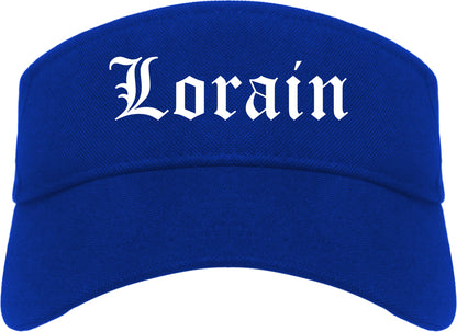 Lorain Ohio OH Old English Mens Visor Cap Hat Royal Blue