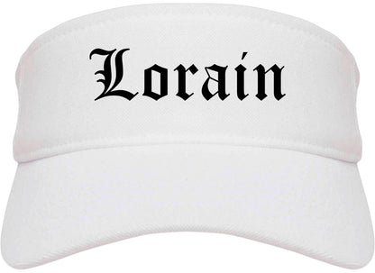 Lorain Ohio OH Old English Mens Visor Cap Hat White
