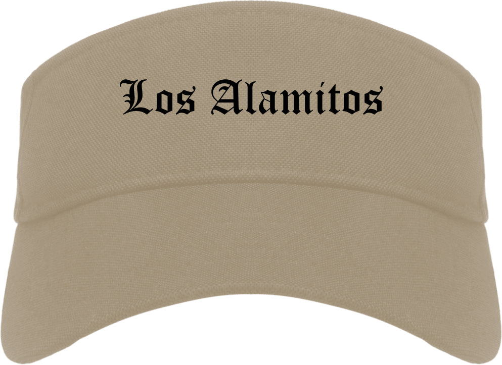 Los Alamitos California CA Old English Mens Visor Cap Hat Khaki