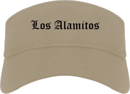 Los Alamitos California CA Old English Mens Visor Cap Hat Khaki