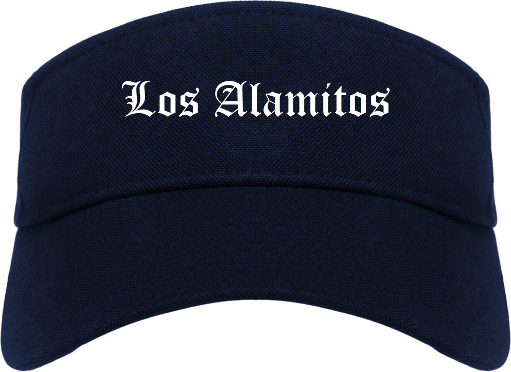 Los Alamitos California CA Old English Mens Visor Cap Hat Navy Blue