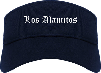 Los Alamitos California CA Old English Mens Visor Cap Hat Navy Blue