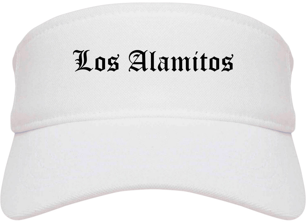 Los Alamitos California CA Old English Mens Visor Cap Hat White