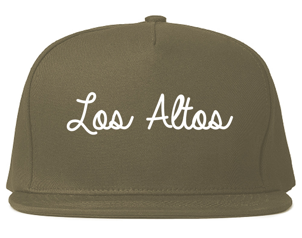 Los Altos California CA Script Mens Snapback Hat Grey