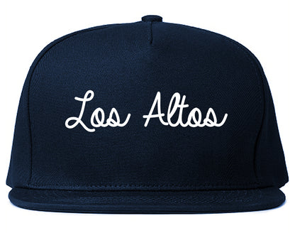 Los Altos California CA Script Mens Snapback Hat Navy Blue