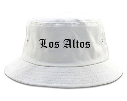 Los Altos California CA Old English Mens Bucket Hat White