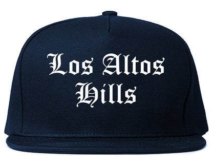Los Altos Hills California CA Old English Mens Snapback Hat Navy Blue