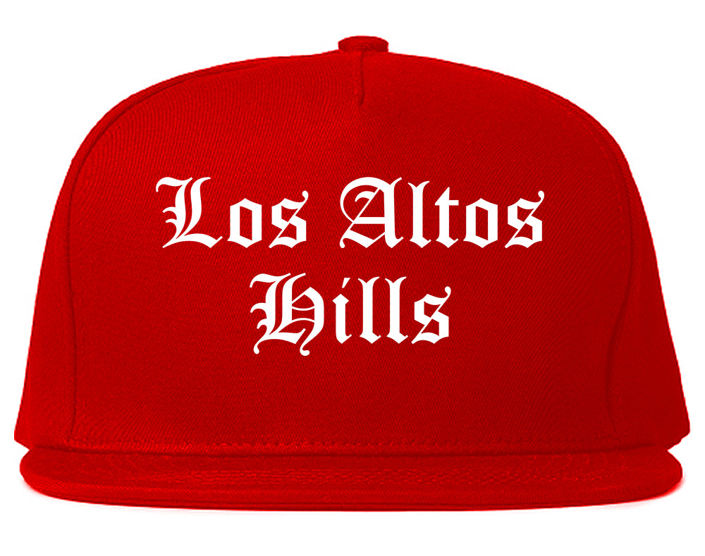 Los Altos Hills California CA Old English Mens Snapback Hat Red