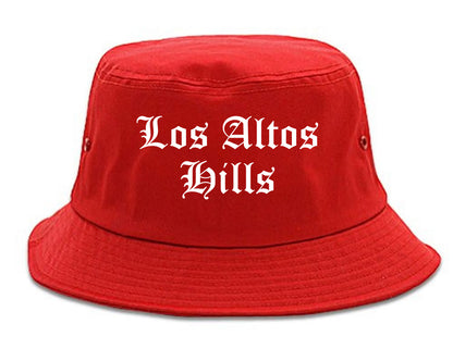 Los Altos Hills California CA Old English Mens Bucket Hat Red