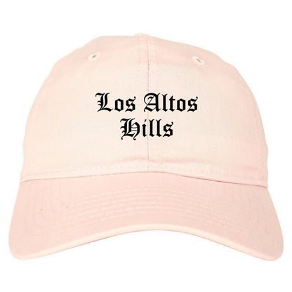 Los Altos Hills California CA Old English Mens Dad Hat Baseball Cap Pink