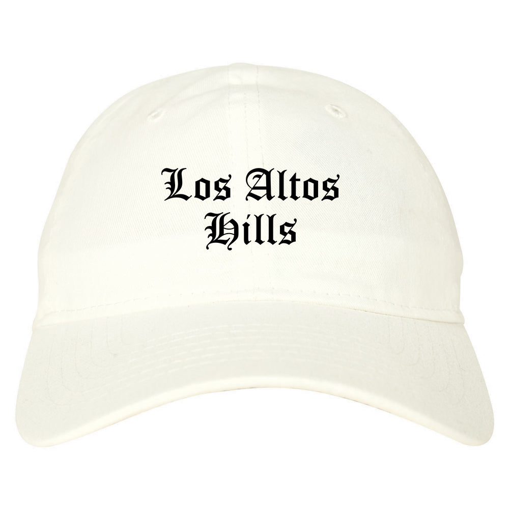 Los Altos Hills California CA Old English Mens Dad Hat Baseball Cap White