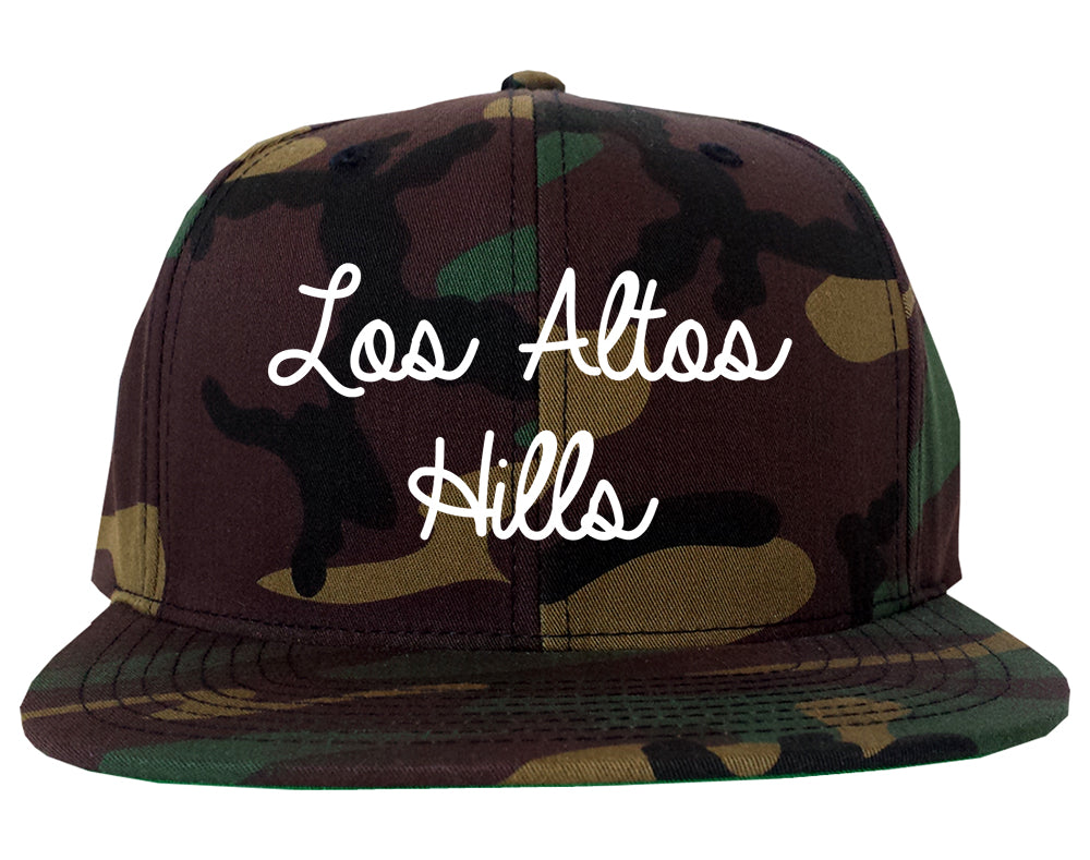 Los Altos Hills California CA Script Mens Snapback Hat Army Camo