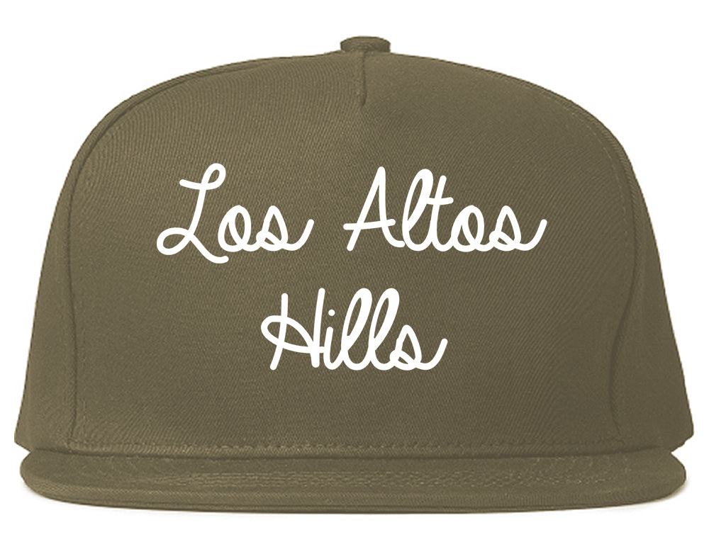 Los Altos Hills California CA Script Mens Snapback Hat Grey