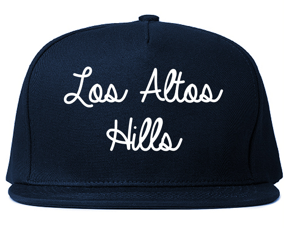 Los Altos Hills California CA Script Mens Snapback Hat Navy Blue