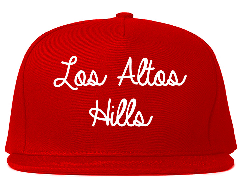 Los Altos Hills California CA Script Mens Snapback Hat Red