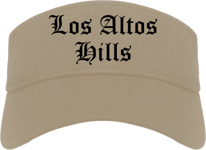 Los Altos Hills California CA Old English Mens Visor Cap Hat Khaki