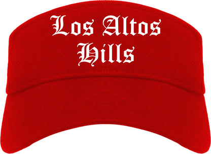 Los Altos Hills California CA Old English Mens Visor Cap Hat Red
