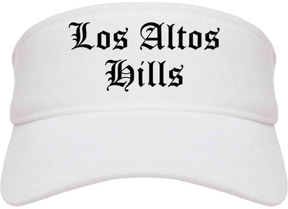 Los Altos Hills California CA Old English Mens Visor Cap Hat White