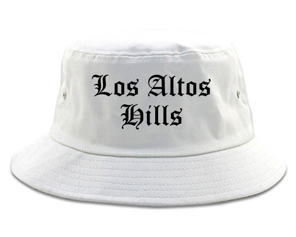 Los Altos Hills California CA Old English Mens Bucket Hat White