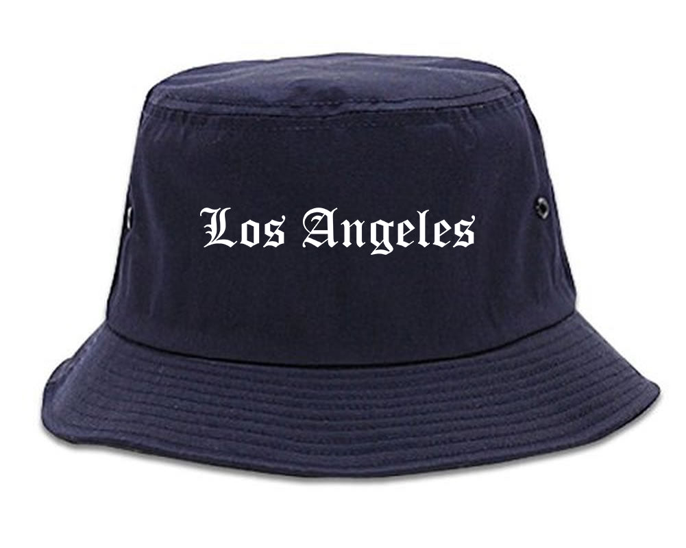Los Angeles California CA Old English Mens Bucket Hat Navy Blue