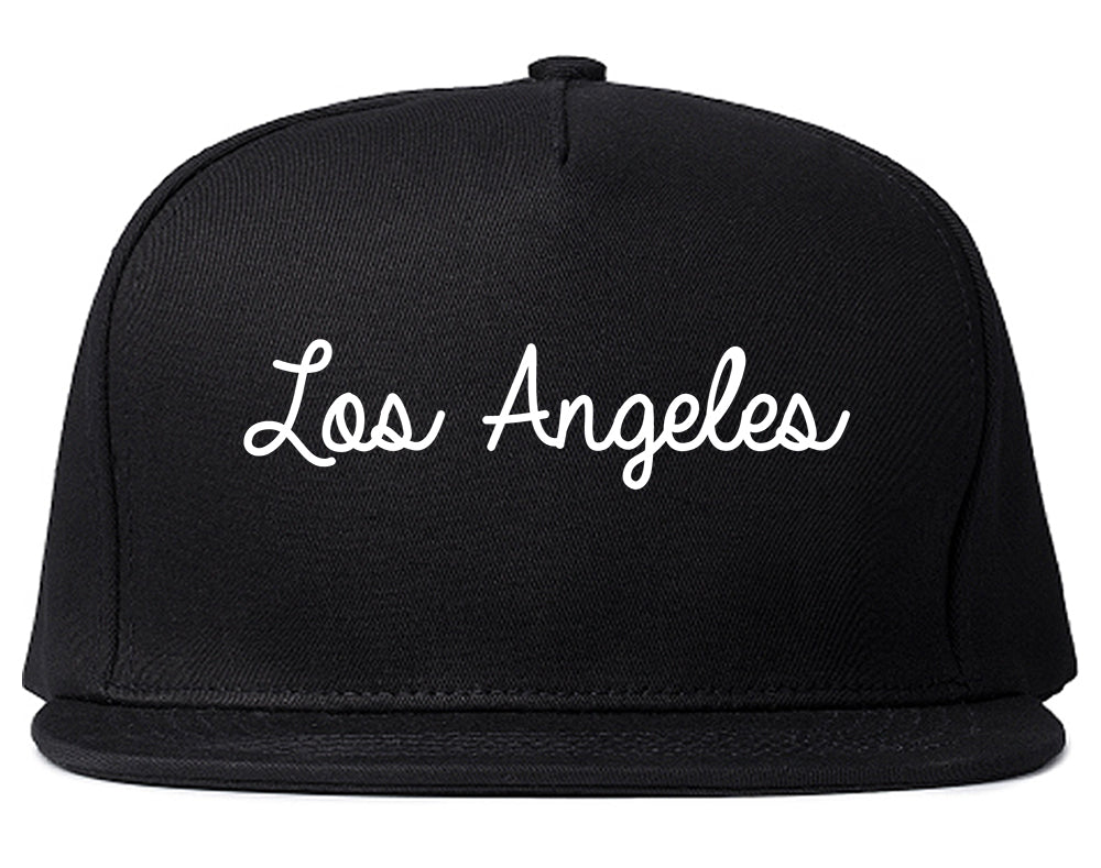Los Angeles California CA Script Mens Snapback Hat Black