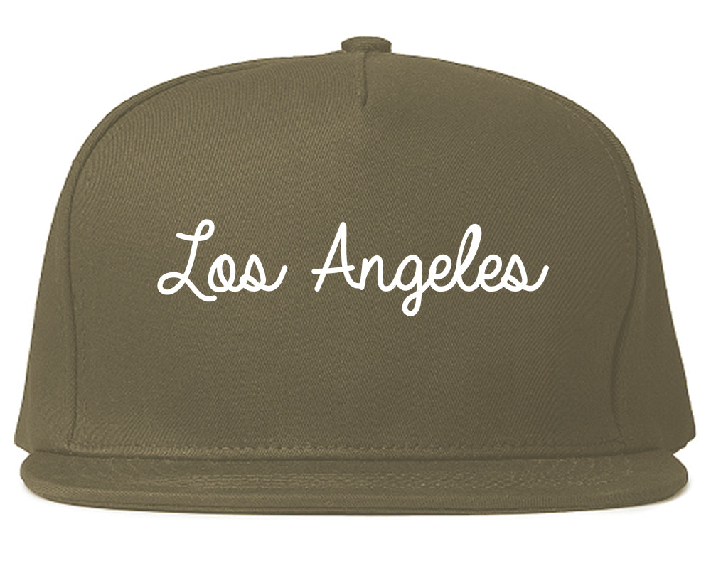 Los Angeles California CA Script Mens Snapback Hat Grey