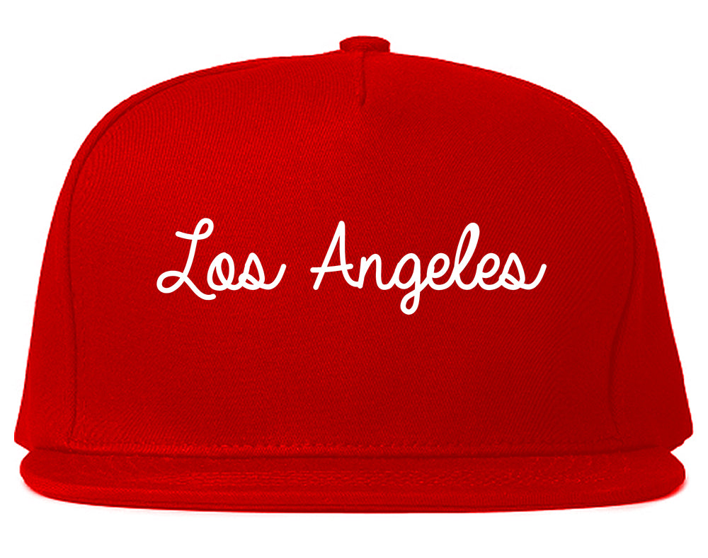 Los Angeles California CA Script Mens Snapback Hat Red