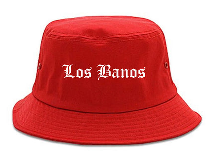 Los Banos California CA Old English Mens Bucket Hat Red