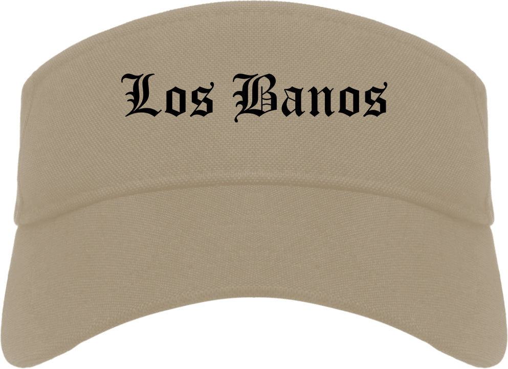 Los Banos California CA Old English Mens Visor Cap Hat Khaki