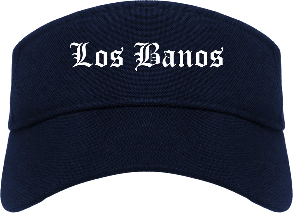 Los Banos California CA Old English Mens Visor Cap Hat Navy Blue