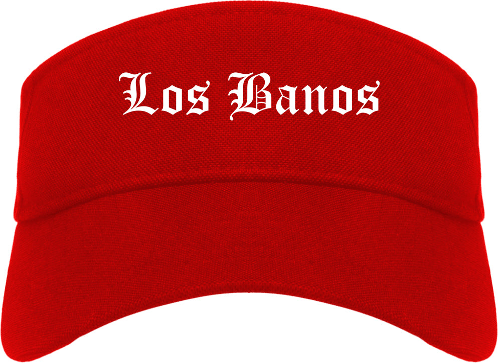 Los Banos California CA Old English Mens Visor Cap Hat Red